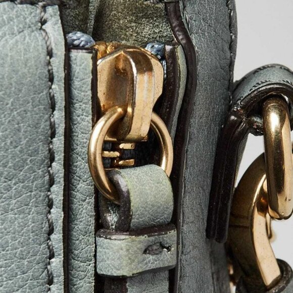 Chloe Light Blue Leather/Suede Small Faye Backpack Bag - Picture 7 of 11